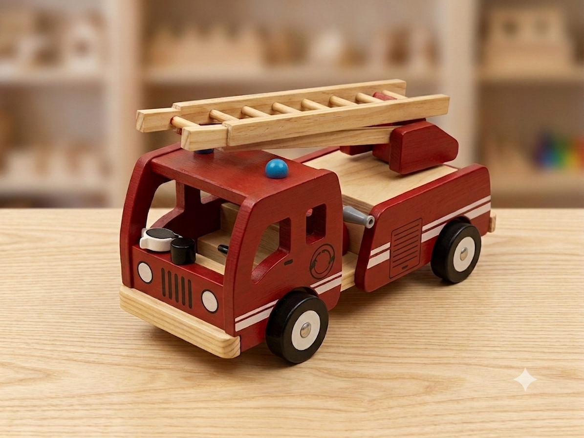 Carro de Bomberos de Madera Clásico